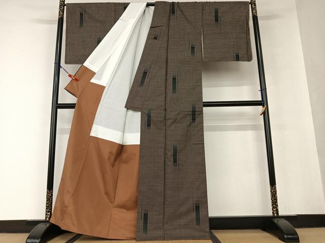 平和屋着物●本場大島紬 泥染め 9マルキ 短冊文 正絹 逸品 AAAV7091zg