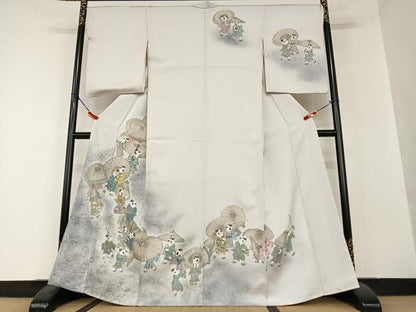 平和屋着物●訪問着 手描き 童子 暈し染め 正絹 逸品 AAAV7097zg