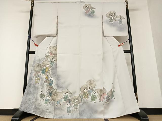 平和屋着物●訪問着 手描き 童子 暈し染め 正絹 逸品 AAAV7097zg