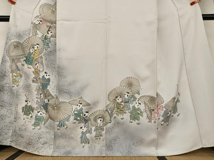 平和屋着物●訪問着 手描き 童子 暈し染め 正絹 逸品 AAAV7097zg