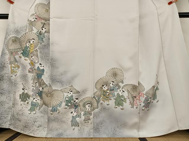 平和屋着物●訪問着 手描き 童子 暈し染め 正絹 逸品 AAAV7097zg