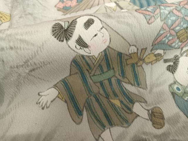 平和屋着物●訪問着 手描き 童子 暈し染め 正絹 逸品 AAAV7097zg