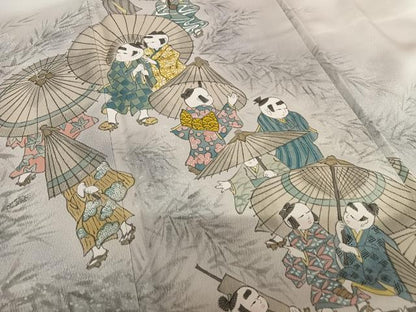平和屋着物●訪問着 手描き 童子 暈し染め 正絹 逸品 AAAV7097zg
