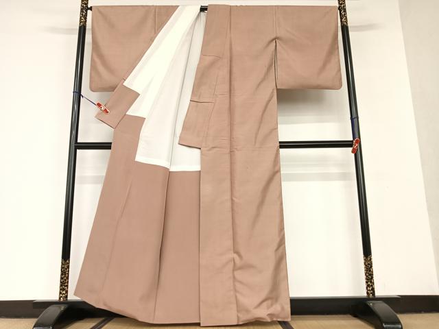 平和屋着物●上質な紬 色無地 ときがら茶色 正絹 逸品 AAAV7111zg