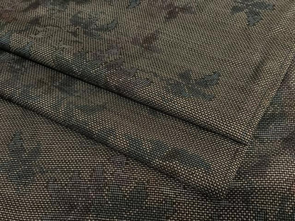平和屋着物●本場大島紬　泥染め　9マルキ　草花文　正絹　逸品　AAAV7112zg