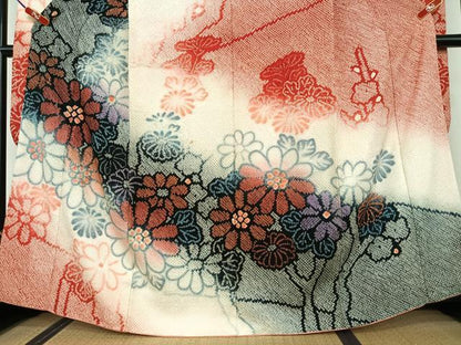 平和屋着物●名門　藤娘きぬたや・総絞り　振袖　舞花文　正絹　逸品　AAAV7116zg
