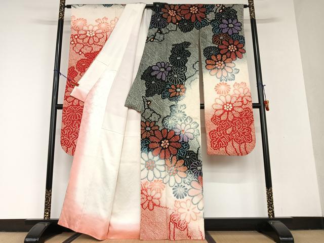 平和屋着物●名門　藤娘きぬたや・総絞り　振袖　舞花文　正絹　逸品　AAAV7116zg