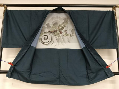 平和屋着物●男性　紬　アンサンブル　亀甲文様　正絹　逸品　未使用　AAAV7127zg