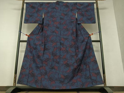 平和屋着物●結城紬 唐草文 正絹 逸品 AAAV7141zg