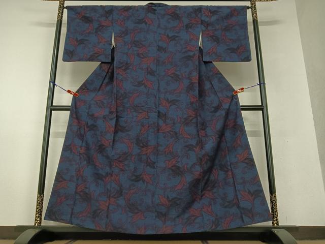 平和屋着物●結城紬 唐草文 正絹 逸品 AAAV7141zg