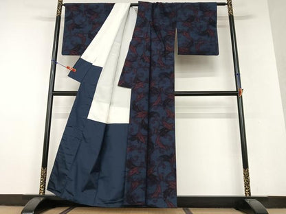 平和屋着物●結城紬 唐草文 正絹 逸品 AAAV7141zg