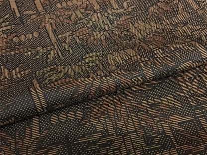 平和屋着物●上質な紬 笹竹文 黒地 正絹 逸品 AAAV7147zg