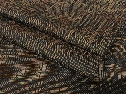 平和屋着物●上質な紬 笹竹文 黒地 正絹 逸品 AAAV7147zg