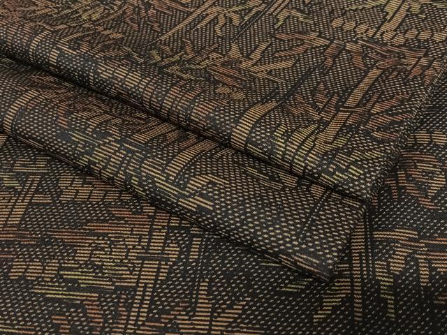 平和屋着物●上質な紬 笹竹文 黒地 正絹 逸品 AAAV7147zg