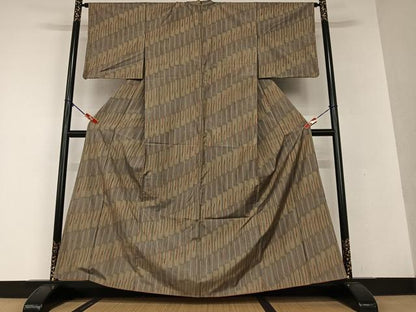 平和屋着物●上質な紬 変わり縞 正絹 逸品 AAAV7148zg