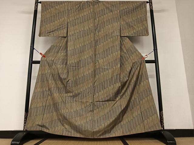 平和屋着物●上質な紬 変わり縞 正絹 逸品 AAAV7148zg