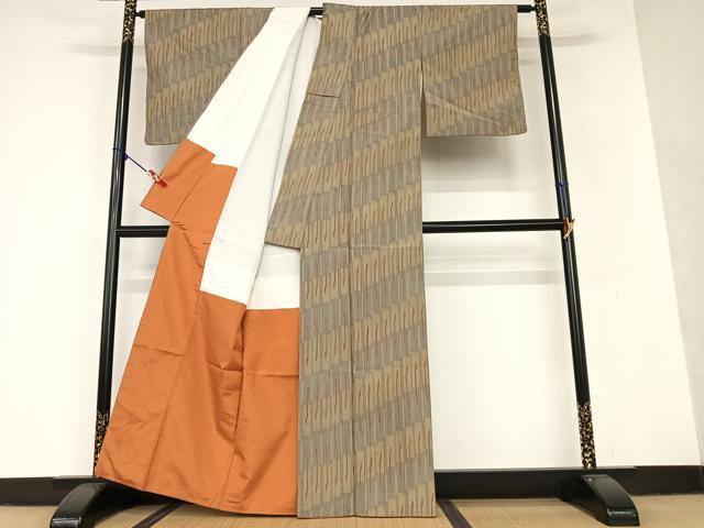 平和屋着物●上質な紬 変わり縞 正絹 逸品 AAAV7148zg