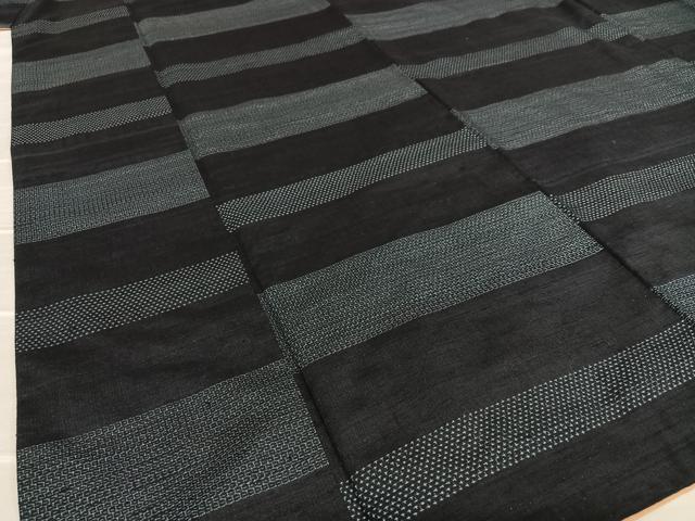 平和屋着物●上質な紬 100亀甲 横段文 正絹 逸品 AAAV7152zg