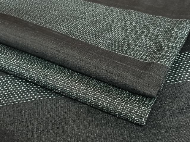 平和屋着物●上質な紬 100亀甲 横段文 正絹 逸品 AAAV7152zg