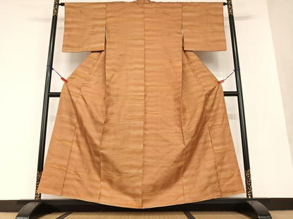 平和屋着物●上質な紬 横段文 正絹 逸品 AAAV7156zg