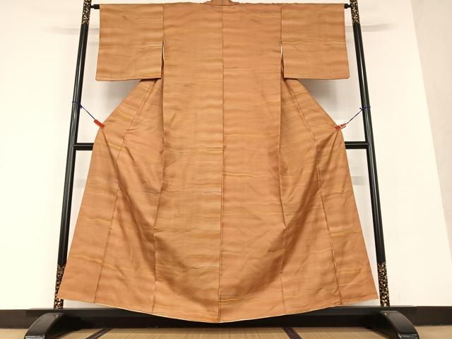 平和屋着物●上質な紬 横段文 正絹 逸品 AAAV7156zg
