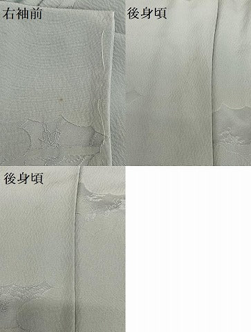 平和屋着物●上質な色無地 草花地紋 灰青色 正絹 逸品 AAAV7159zg