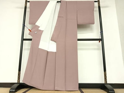 平和屋着物●上質な色無地 浅蘇芳色 正絹 逸品 未使用 AAAV7160zg