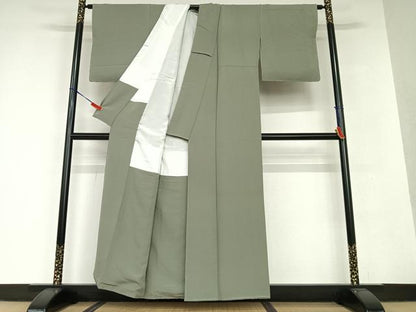 平和屋着物●上質な色無地 利休色 正絹 逸品 未使用 AAAV7162zg
