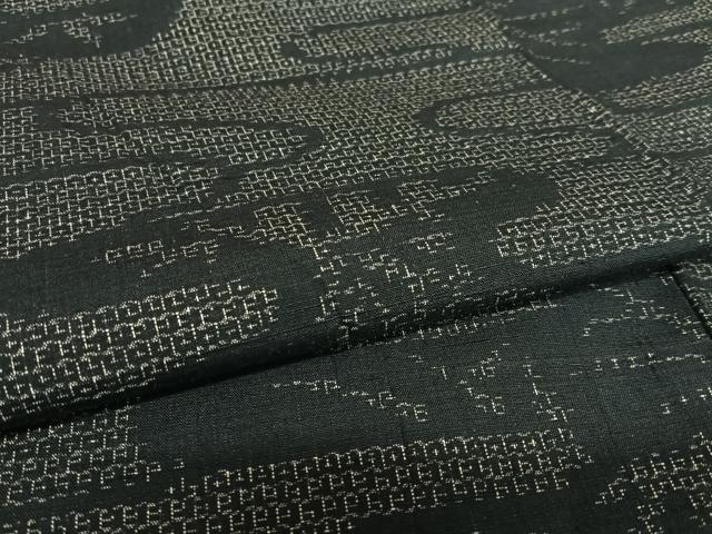 平和屋着物●結城紬 80亀甲 エ霞笹文 証紙付き 正絹 逸品 未使用 AAAV7164zg