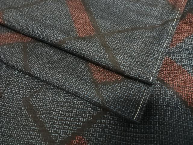 平和屋着物●結城紬　100亀甲　変わり檜垣文　正絹　逸品　未使用　AAAV7168zg