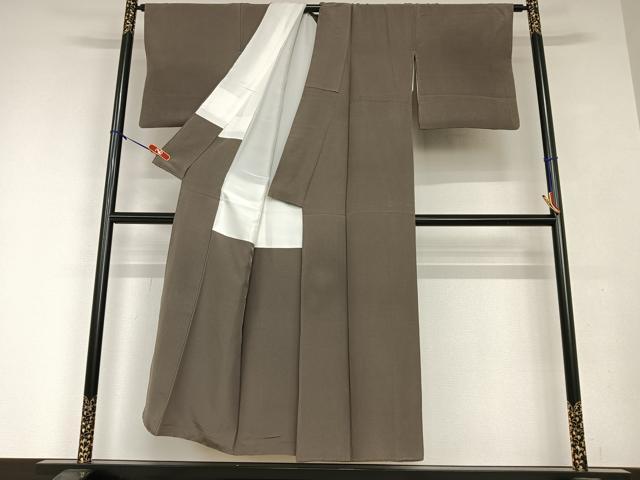 平和屋着物●上質な色無地 生壁色 正絹 逸品 AAAV7170zg