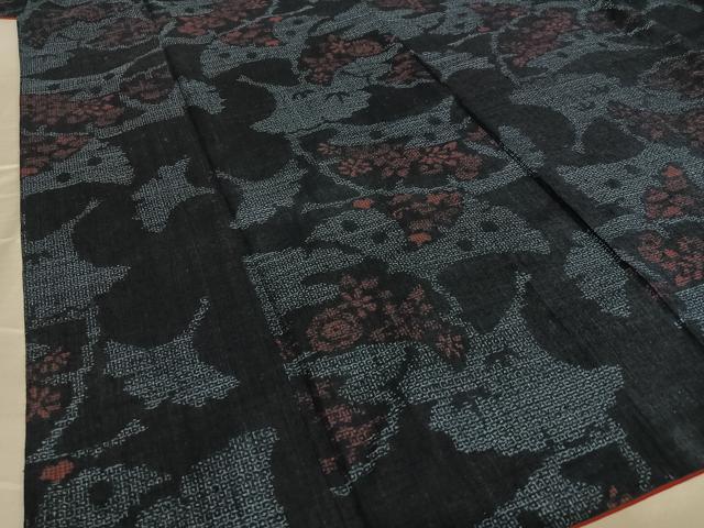 平和屋着物●本場結城紬 重要無形文化財 80亀甲 草花文 正絹 逸品 AAAV7171zg
