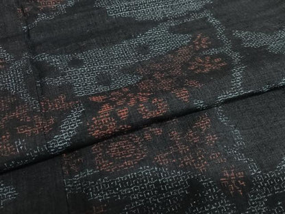 平和屋着物●本場結城紬 重要無形文化財 80亀甲 草花文 正絹 逸品 AAAV7171zg