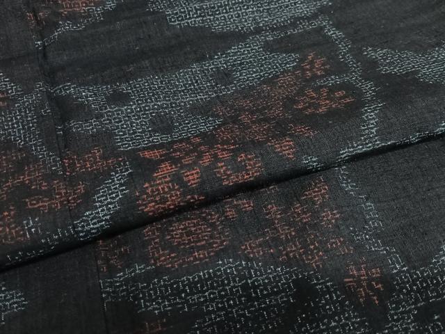平和屋着物●本場結城紬 重要無形文化財 80亀甲 草花文 正絹 逸品 AAAV7171zg