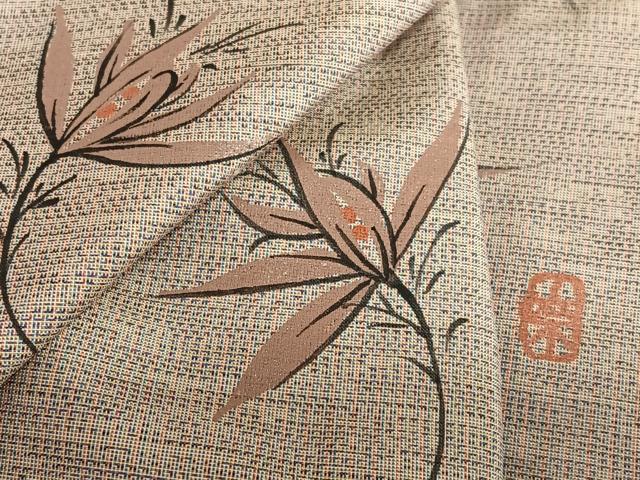 平和屋着物●本場大島紬 作家物 手描き 草花文 正絹 逸品 未使用 AAAV7174zg