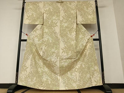 平和屋着物●上質な紬 枝葉文 正絹 逸品 AAAV7176zg