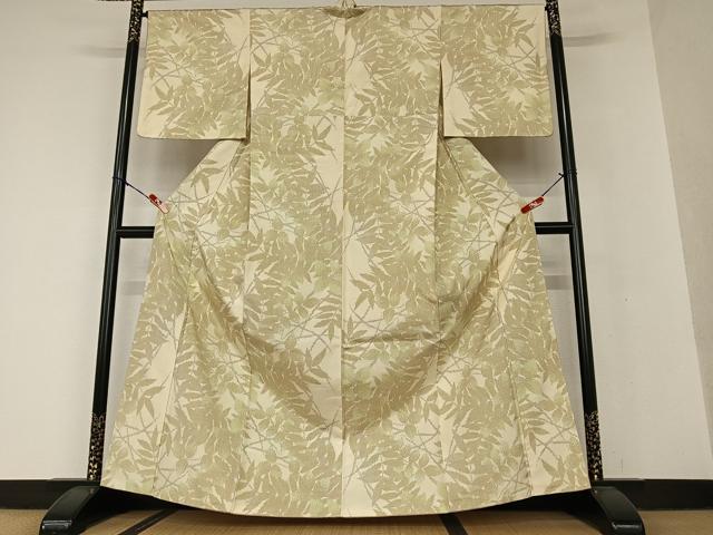 平和屋着物●上質な紬 枝葉文 正絹 逸品 AAAV7176zg