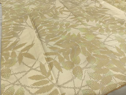 平和屋着物●上質な紬 枝葉文 正絹 逸品 AAAV7176zg