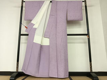 平和屋着物●髭紬 色無地 浅紫色 正絹 逸品 AAAV7179zg