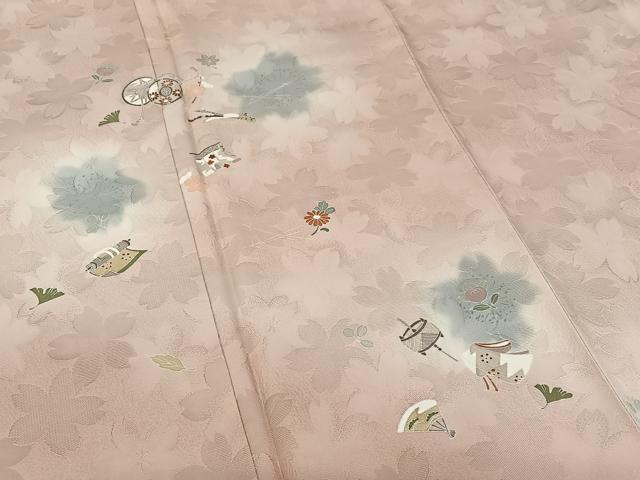 平和屋着物●訪問着　友禅　舞花吉祥文　正絹　逸品　AAAV7183zg