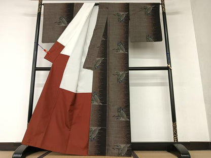 平和屋着物●本場大島紬 泥染め 9マルキ 飛鳥文 正絹 逸品 AAAV7193zg