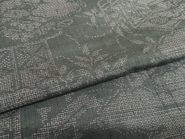 平和屋着物●結城紬　100亀甲　風景文　正絹　逸品　AAAV7212zg