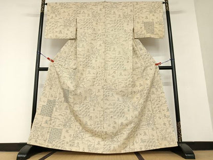 平和屋着物●訪問着 紬地 手描き 風景草花文 正絹 逸品 AAAV7213zg
