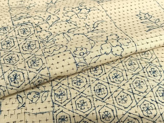平和屋着物●訪問着 紬地 手描き 風景草花文 正絹 逸品 AAAV7213zg