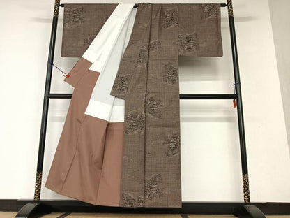 平和屋着物●本場大島紬　泥染め　9マルキ　風景文　正絹　逸品　AAAV7219zg