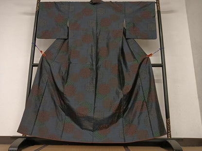 平和屋着物●本場大島紬　花亀甲文　正絹　逸品　AAAV7225zg