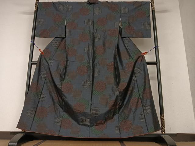 平和屋着物●本場大島紬　花亀甲文　正絹　逸品　AAAV7225zg