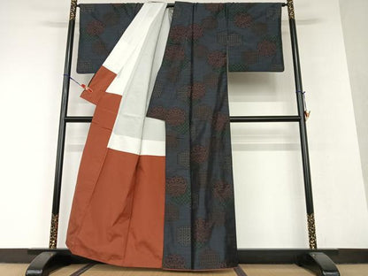 平和屋着物●本場大島紬　花亀甲文　正絹　逸品　AAAV7225zg