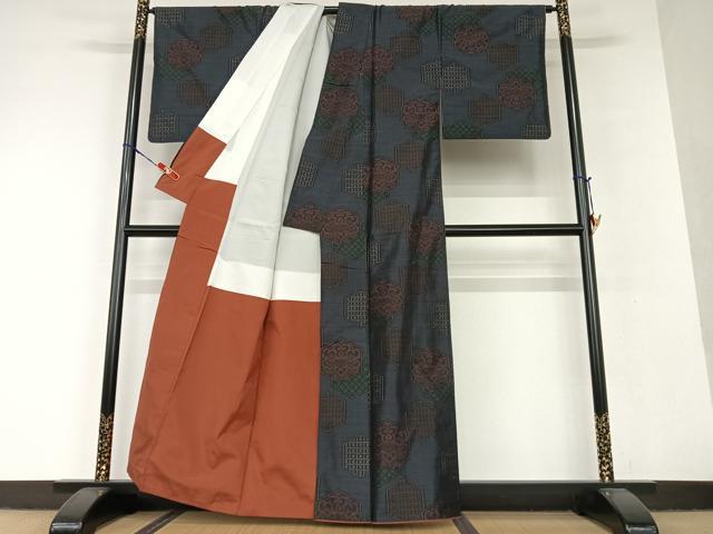 平和屋着物●本場大島紬　花亀甲文　正絹　逸品　AAAV7225zg