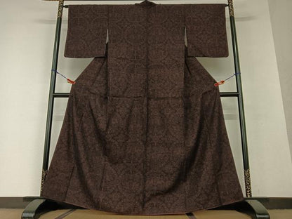 平和屋着物●結城紬 80亀甲 花鳥文 正絹 逸品 AAAV7229zg